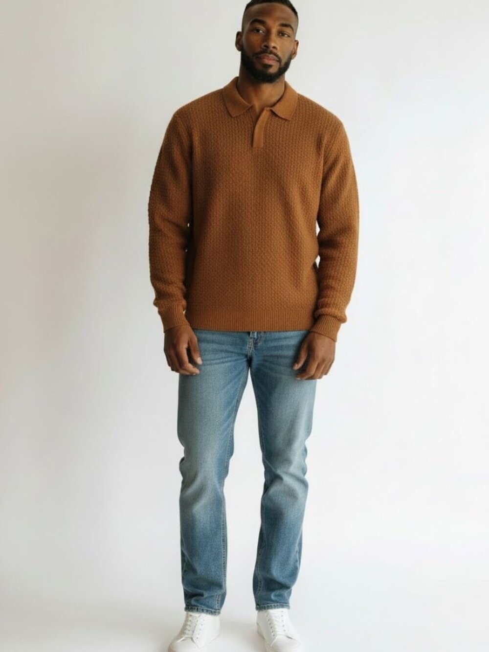 PJ Paul Jones Polo Knit Sweater Size XL Brown Knit